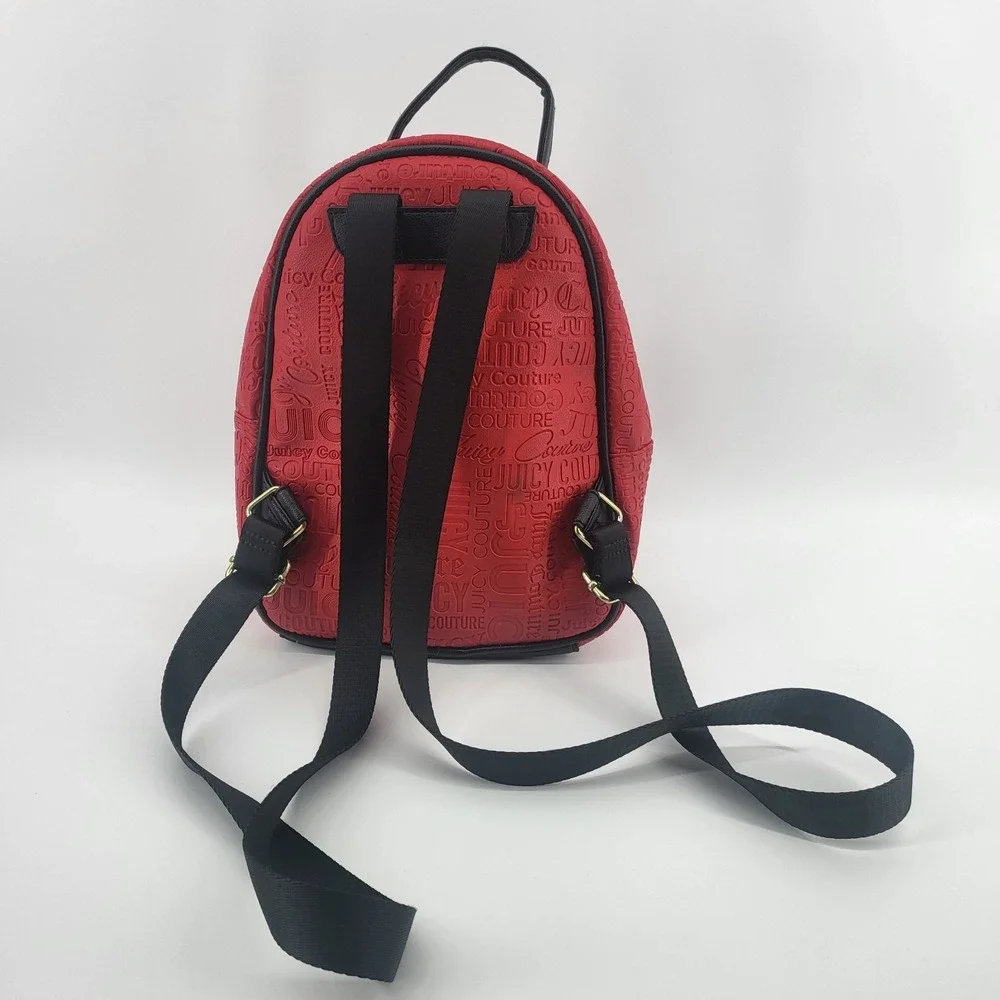 Juicy Couture Red Backpack Ours Zips Say It All‎ Back Pack Travel Bag Purse